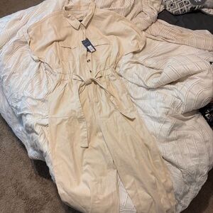 Cream denim jumpsuit